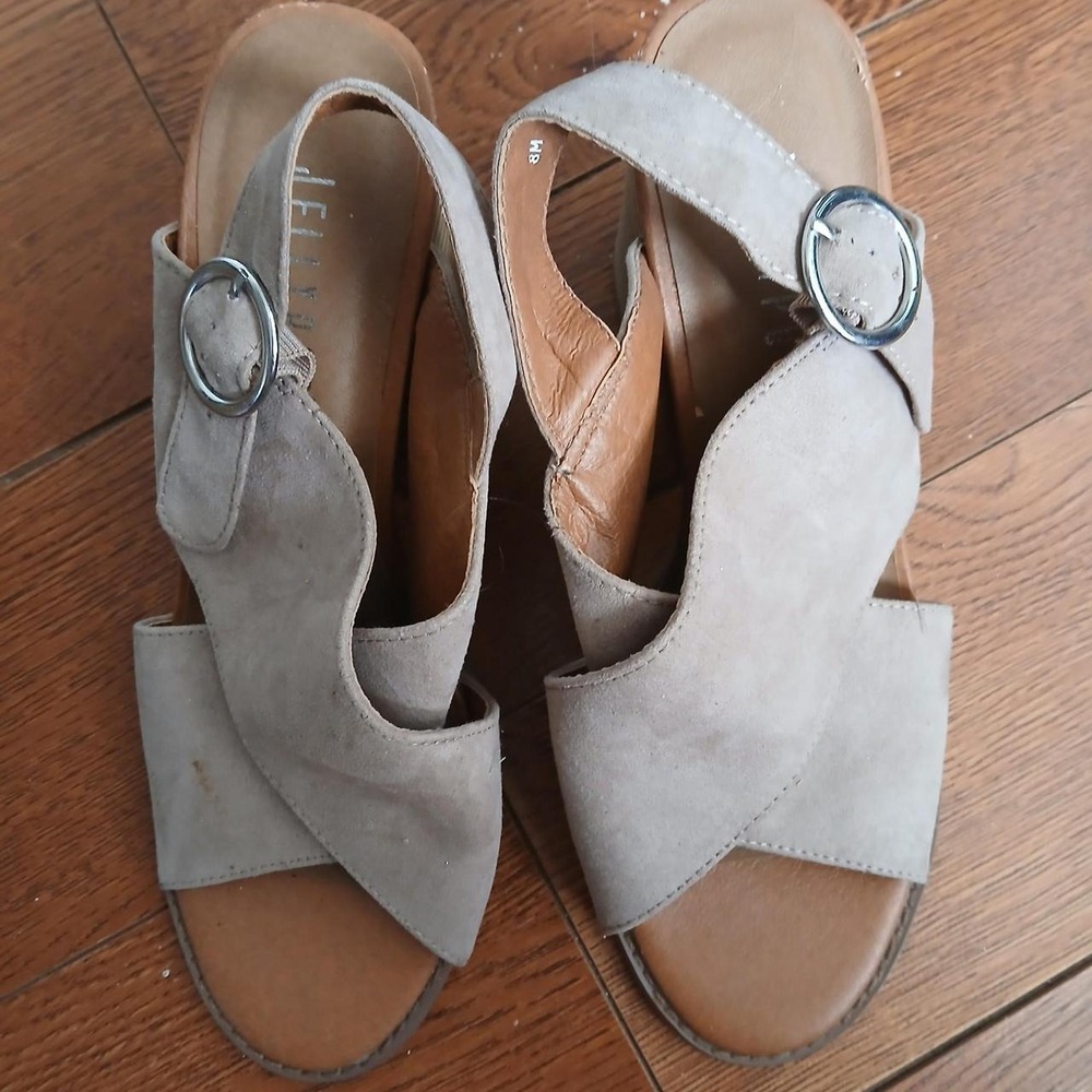 Brown Buckle Suede Sandals 8